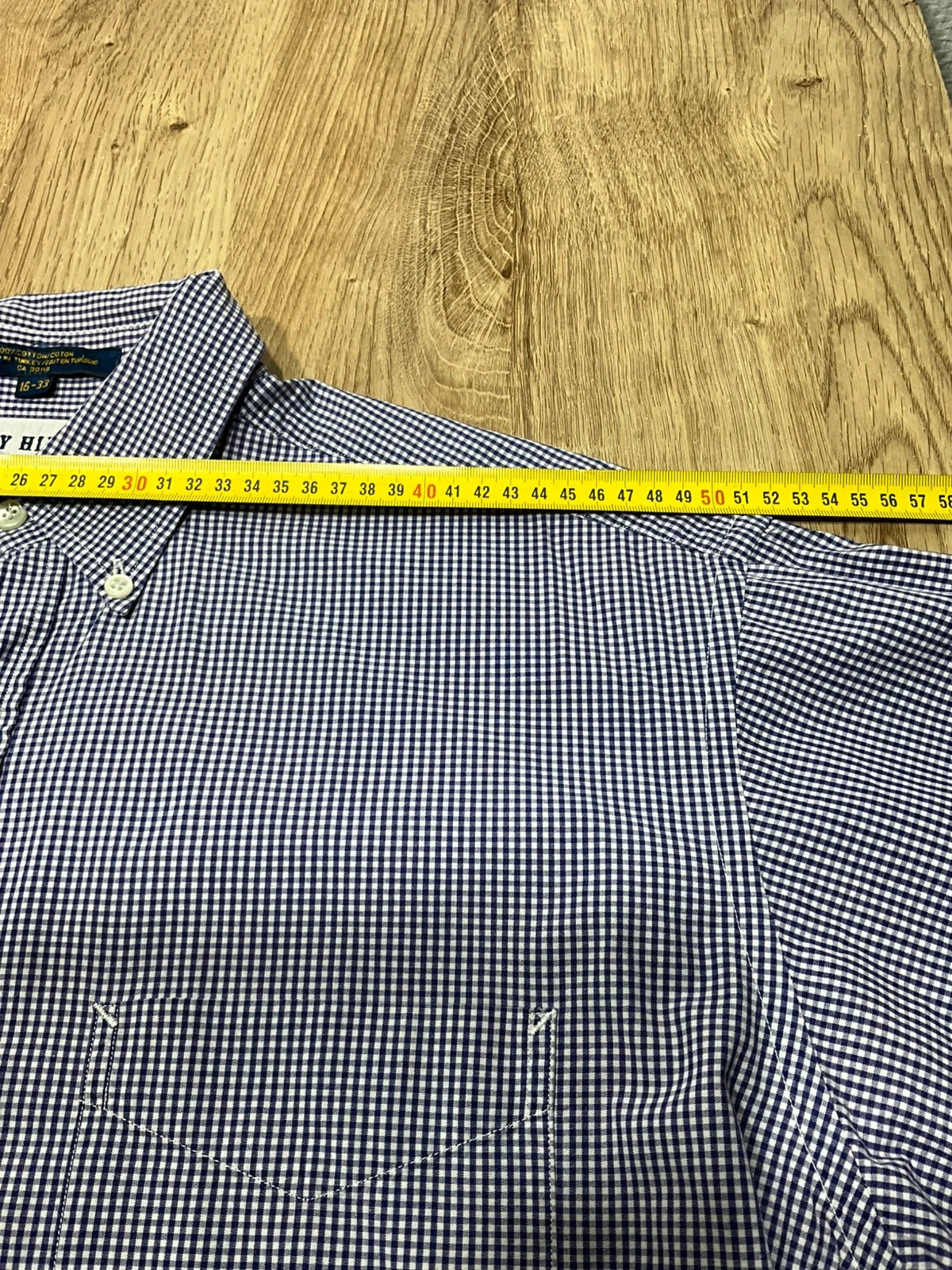 Chemise Tommy Hilfiger Crest 16-33 Vintage 100% Coton Vichy Bleu Marine – photo 10